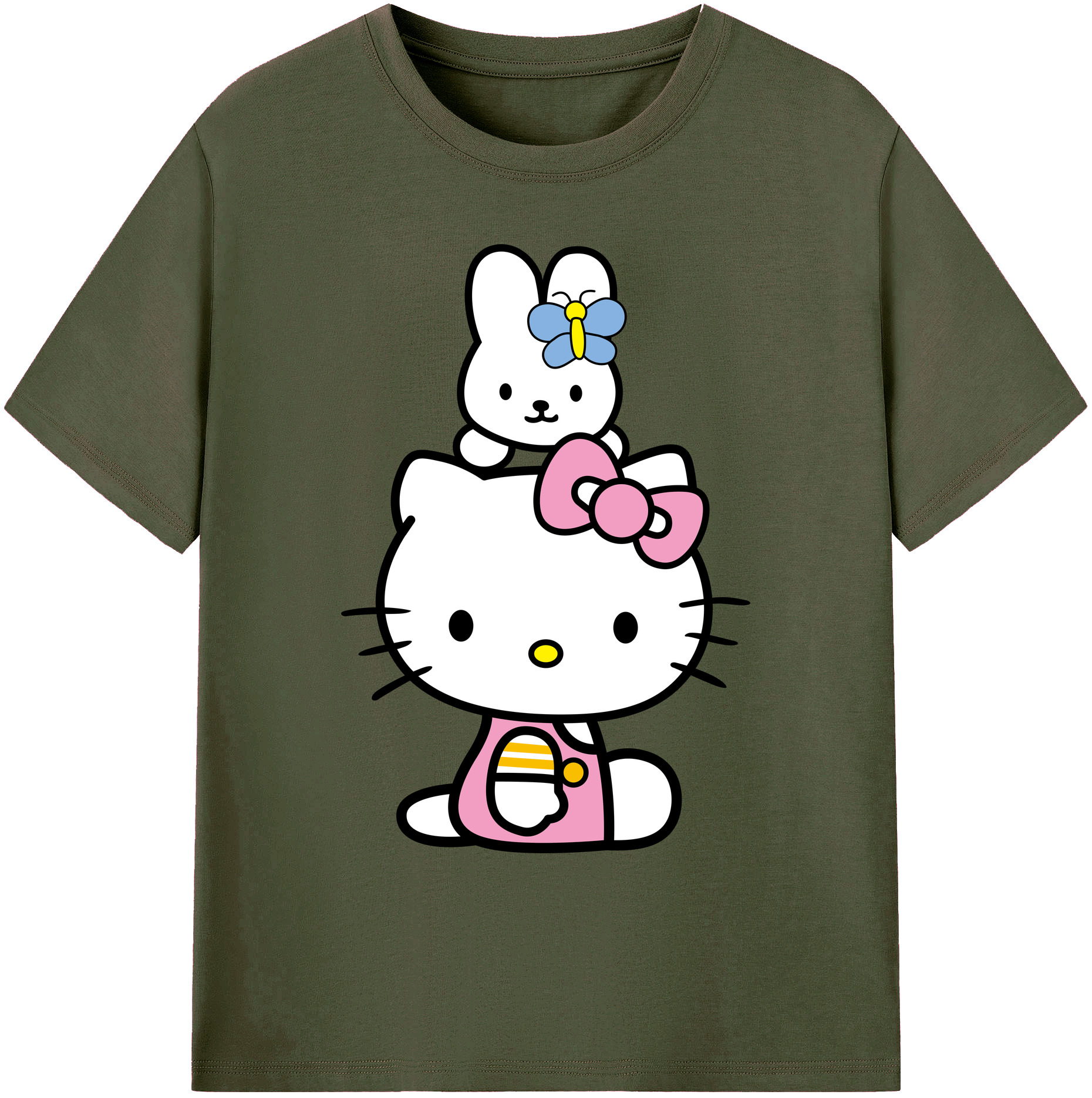 （画像用） Hello Kitty ハローキティ 綿100％ メンズ半袖Tシャツ｜肌触りやわらか＆通気性